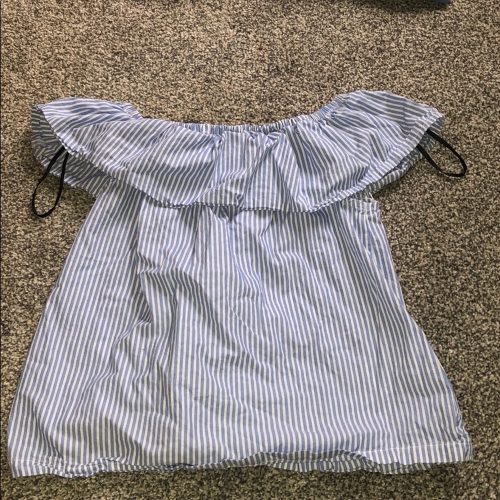 off the shoulder blue shirt, never worn